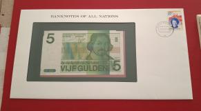 নেদারল্যান্ডস ৫ Gulden ১৯৭৩ UNC in Banknote of All Nations Folder