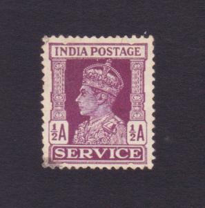 ভারত (British) King George VI - ১/২ Anna Service Stamps, Used