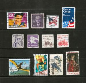 USA 12 Used Stamps Lot All Different