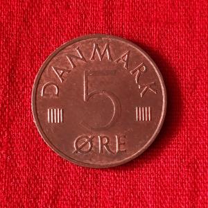 Denmark 5 Ore - Margrethe II 1973 - Copper Clad Iron Coin - Dia 15.5 mm