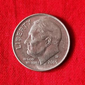 USA 1 Dime Roosevelt Dime 2015 - Copper-Nickel Clad Copper Coin - Dia 17.91 mm