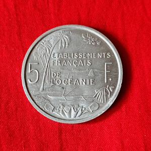 French Settlements of Oceania ৫ Francs ১৯৫২ - অ্যালুমিনিয়াম মুদ্রা - ব্যাস ৩১ মিমি