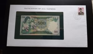 Indonesia 100 Rupiah 1977 UNC in Banknote of All Nations Folder