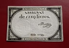 France 5 Livres 1793, Revolutionary Money, XF Condition