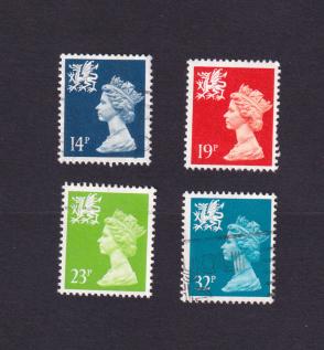 Wales (UK) 1988 Queen Elizabeth II - New Color 4v Stamps, Used - Complete Set