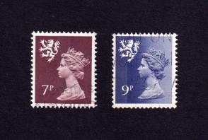 Wales (UK) 7p Purple Brown & 9p Violet - Queen Elizabeth II Stamps 1978, Used