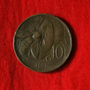 Italy 10 Centesimi - Victor Emmanuel III 1926 - Copper Coin - Dia 22.5 mm
