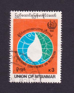 Myanmar 1992 3k Int. Conference on Nutrition - Rome Stamps, Used
