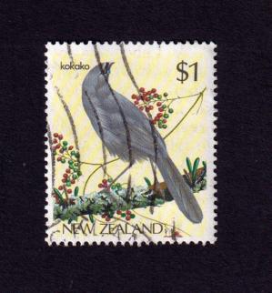 New Zealand 1987 $1 North Island Kokako Bird Stamps, Used