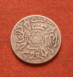 Morocco 1/2 Dirham 1315 H, 14.5 Mm, Silver Coin