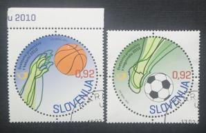 Slovenia - 2010 Odd (Round) Shaped Football World Cup - South Africa; World Basketball Championship, 2v Used