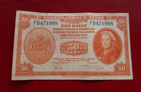 Netherland Indies (Indonesia) 50 Cents 1943, VF Condition