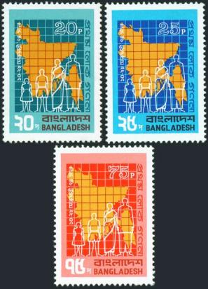 Bangladesh 1974 First Census 3v Stamps MNH