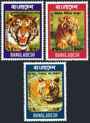Bangladesh 1974 Save The Tiger - World Wildlife Fund 3v Stamps MNH