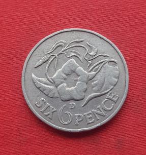 Zambia 6 Pence 1964 - Nickel-Brass Coin - Dia 19.4 mm