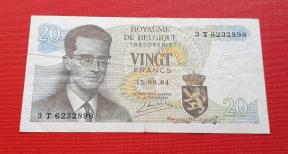 Belgium 20 Francs 1964 VF Condition