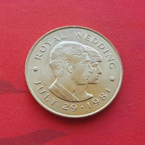 Bailiwick of Jersey 2 Pounds - Royal Wedding 1981 - Copper-Nickel Crown Size Coin - Dia 38.61 mm