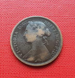 UK ½ Penny - Queen Victoria 1884 - Bronze Coin - Dia 25.56 mm