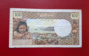 Tahiti 100 Francs VF Condition