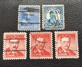 USA Noble Price Winner T.Rossevet, 5 Stamps in Mixed Condition