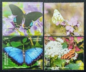 Penrhyn Island - 2020 Insects - Butterflies of The World, 4v MNH Complete Set