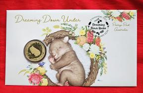 PNC: Australia 2021 Dreaming Down Under Wombat W/ 1 Dollar Coin, Limited Edition, Fv $ 17.95 Aud