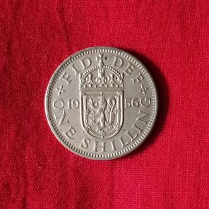 UK 1 Shilling - Elizabeth II 1956 - Copper-Nickel Coin - Dia 23.5 mm