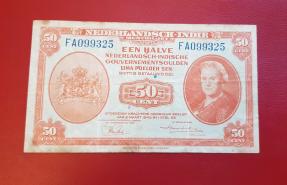 Netherlands Indies (Indonesia) 50 Cents 1943 V F Condition