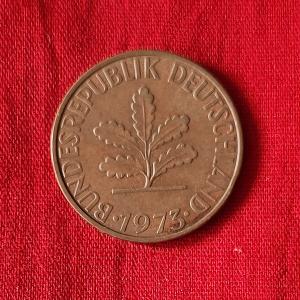 Germany 10 Pfennig 1973 - Brass Clad Steel Coin - Dia 21.5 mm