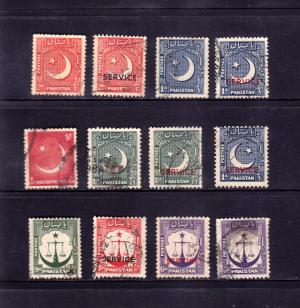 Pakistan 12 Different Used Stamps Collection