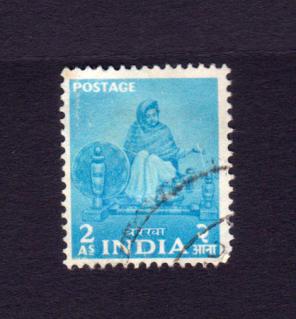 India 1955 Women Spinning Stamps, Used