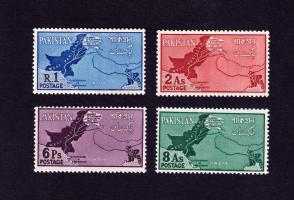 Pakistan 1960 4v Complete Set on Map Showing Disputed Areas MH