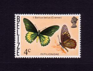 Belize 1974 Butterfly Stamps MH