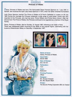Bangladesh - 1998 | The Life of Diana, Princess of Wales, 3v Stamp MNH