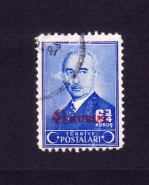 Turkey 1945 Ismet Inonu Surcharged Stamps, Used