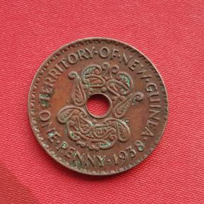 New Guinea 1 Penny- George Vl 1938, Bronze