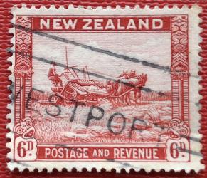 New Zealand 1941 Harvesting 6 Penny, Used