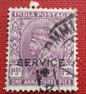 India (British) George-V 1 Anna 3 Pies Service Used