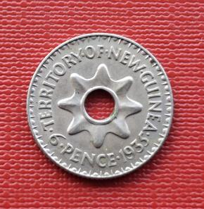 New Guinea 6 Pence- George V 1935, Copper-Nickel