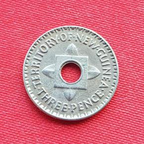 New Guinea 3 Pence- George Vl 1944, Copper-Nickel