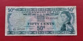 Fiji 50 Cents- Q E Il 1971 Fine Condition Condition