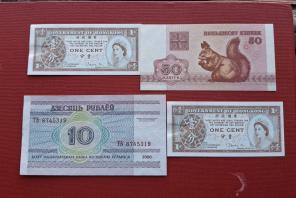 World Banknotes: 4 Notes in Mixed Conditions