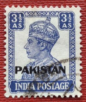 Pakistan George VI 31/2 Anna Overprint, Used