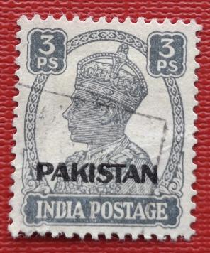 Pakistan George VI 3ps Overprint, Used