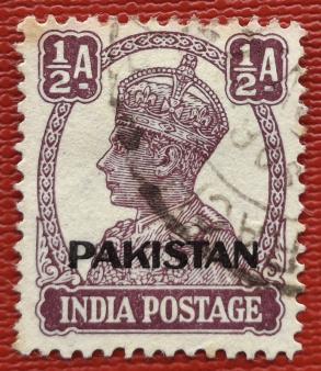 Pakistan George VI 1/2 Anna Overprint, Used