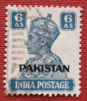 Pakistan George VI 6 Annas Overprint, Used