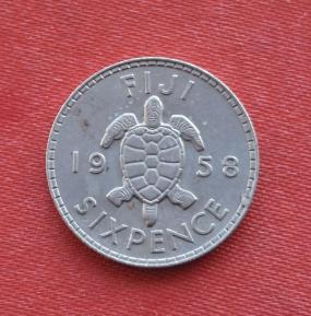 Fiji 6 Pence 1958 Copper-Nickel