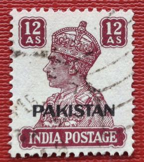 Pakistan George VI 12 Annas Overprint, Used