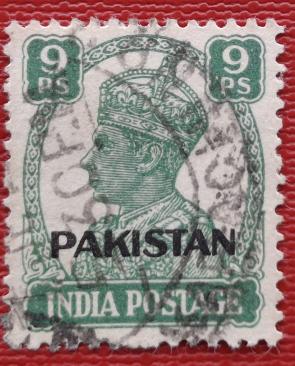 Pakistan George VI 9 Ps Overprint, Used