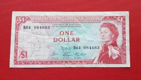 East Caribbean Currency Bord 1 Dollar 1965 XF Condition